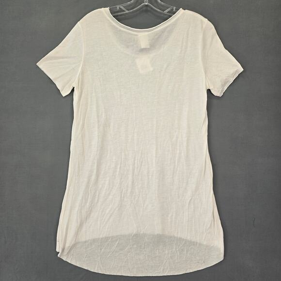 Freeloader White Shirt Tee NEW Grunge Raw Hem Short Sleeves Scoop Neck Women's S - Picture 2 of 13